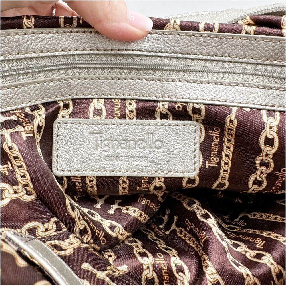 Tignanello Metallic Silver Leather Hobo Bag - Picture 6 of 13